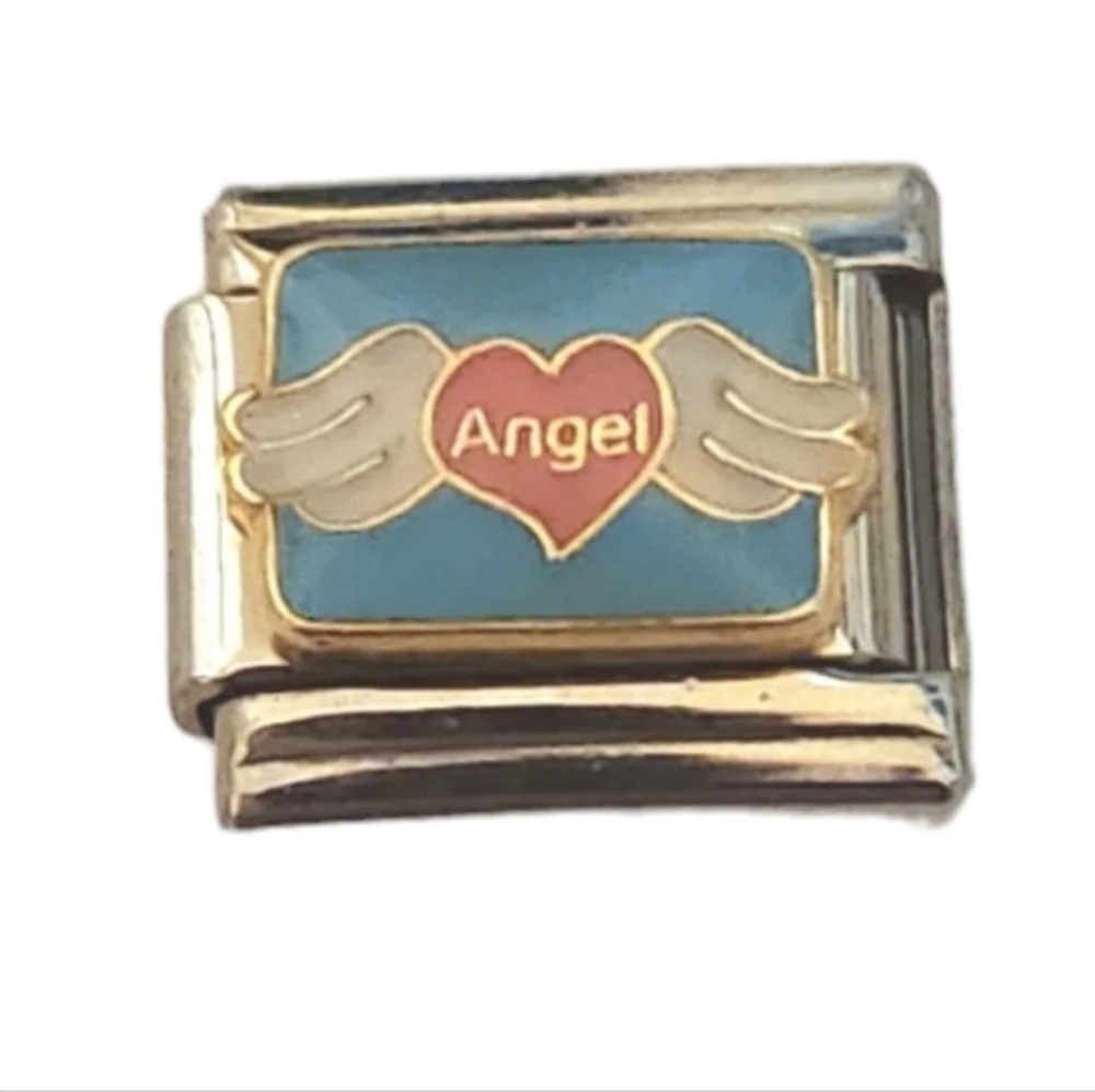 Italian Charmlink for Charm Bracelet Angel‎ in Heart ❤️ with Wings🪽 9mm